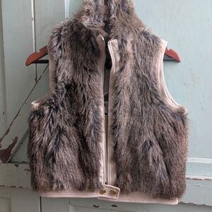 Sugarfly Faux Fur Vest in Brown and Cream